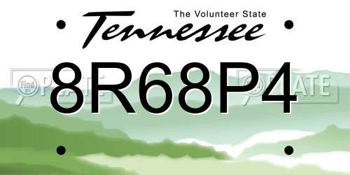 8R68P4 Tennessee License Plate