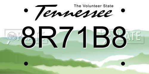 8R71B8 Tennessee License Plate