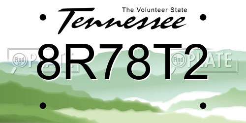 8R78T2 Tennessee License Plate