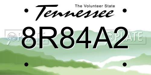 8R84A2 Tennessee License Plate