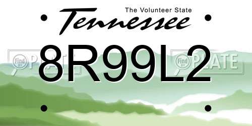 8R99L2 Tennessee License Plate