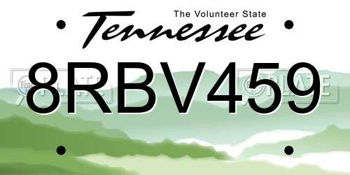 8RBV459 Tennessee License Plate