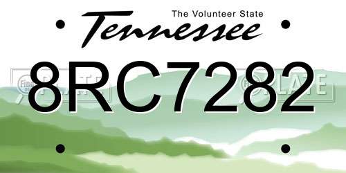 8RC7282 Tennessee License Plate