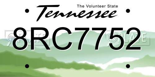 8RC7752 Tennessee License Plate