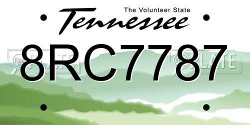 8RC7787 Tennessee License Plate