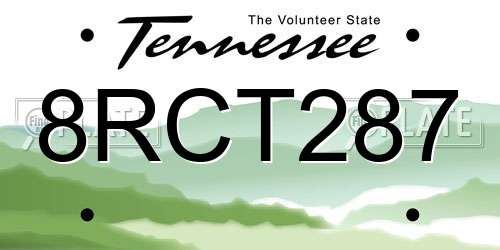 8RCT287 Tennessee License Plate