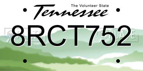 8RCT752 Tennessee License Plate