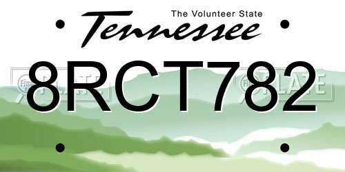 8RCT782 Tennessee License Plate