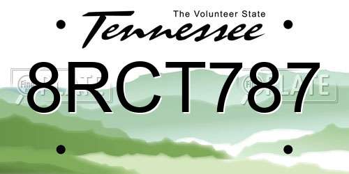 8RCT787 Tennessee License Plate