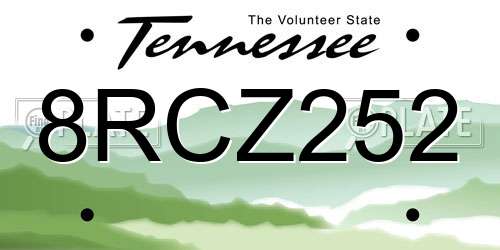 8RCZ252 Tennessee License Plate