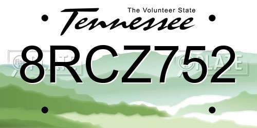 8RCZ752 Tennessee License Plate