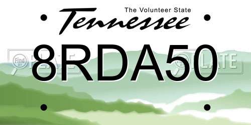 8RDA50 Tennessee License Plate