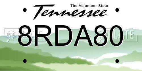 8RDA80 Tennessee License Plate