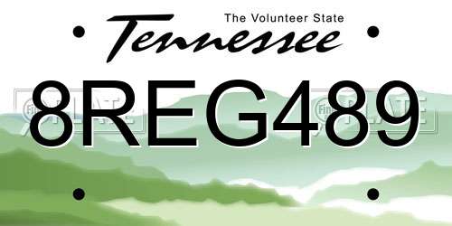 8REG489 Tennessee License Plate