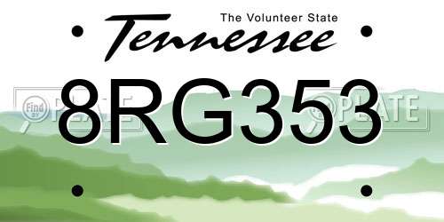 8RG353 Tennessee License Plate