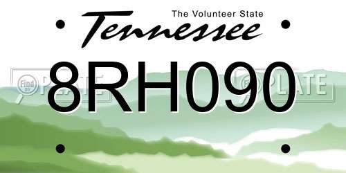8RH090 Tennessee License Plate