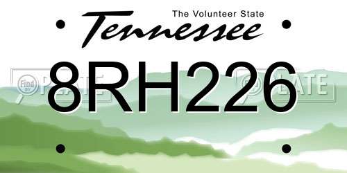 8RH226 Tennessee License Plate