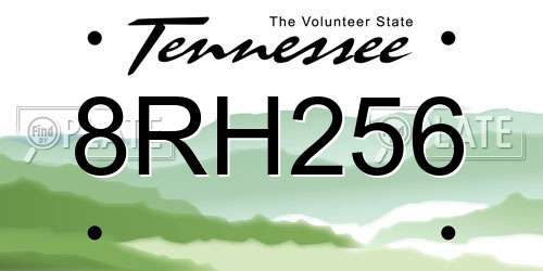 8RH256 Tennessee License Plate
