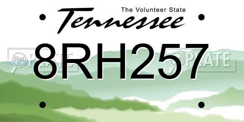 8RH257 Tennessee License Plate