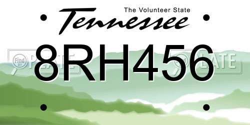 8RH456 Tennessee License Plate