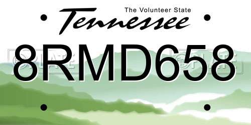 8RMD658 Tennessee License Plate
