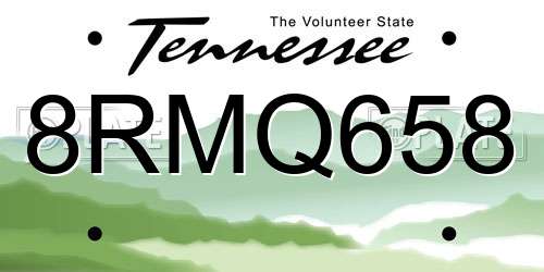 8RMQ658 Tennessee License Plate