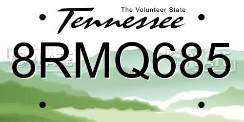 8RMQ685 Tennessee License Plate