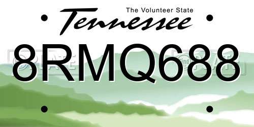 8RMQ688 Tennessee License Plate