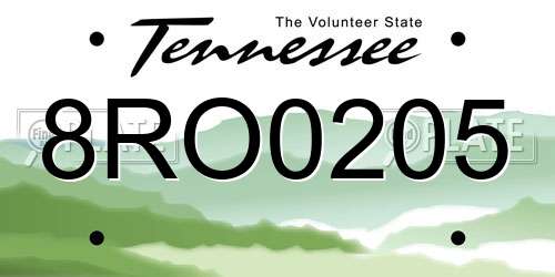 8RO0205 Tennessee License Plate