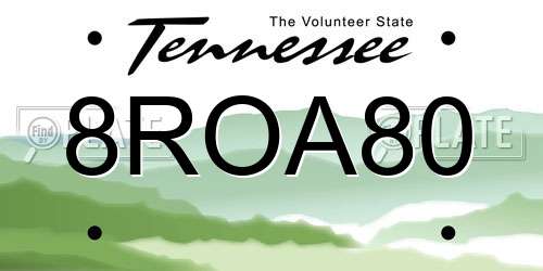 8ROA80 Tennessee License Plate