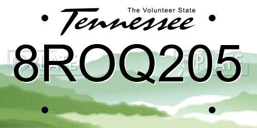 8ROQ205 Tennessee License Plate