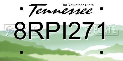 8RPI271 Tennessee License Plate