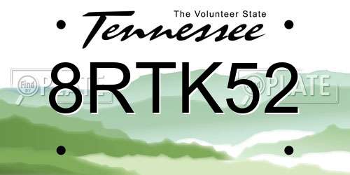 8RTK52 Tennessee License Plate