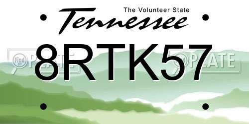 8RTK57 Tennessee License Plate