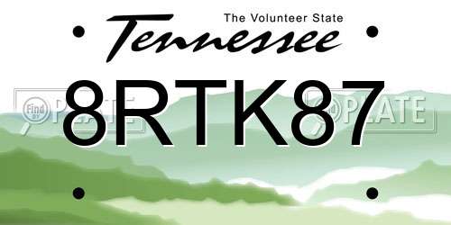 8RTK87 Tennessee License Plate