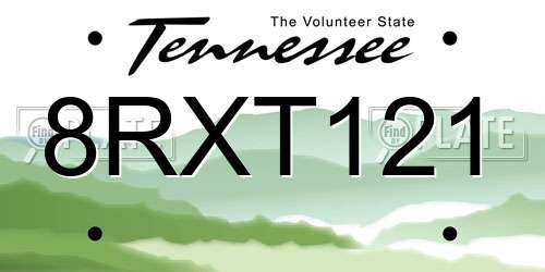 8RXT121 Tennessee License Plate