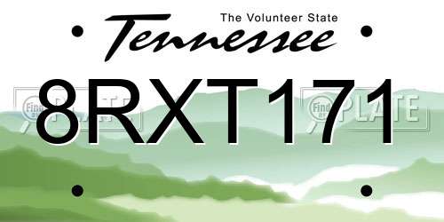 8RXT171 Tennessee License Plate