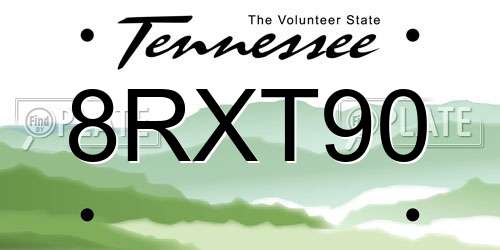 8RXT90 Tennessee License Plate