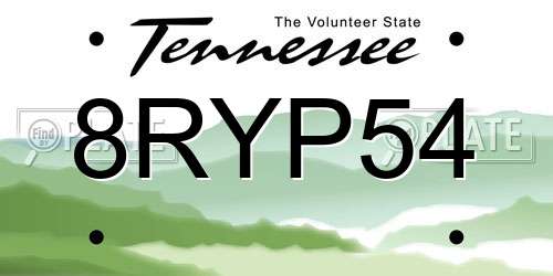 8RYP54 Tennessee License Plate