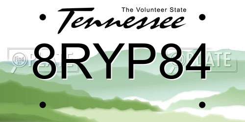 8RYP84 Tennessee License Plate