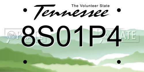 8S01P4 Tennessee License Plate