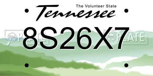 8S26X7 Tennessee License Plate