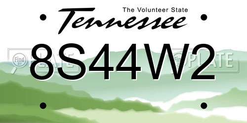 8S44W2 Tennessee License Plate