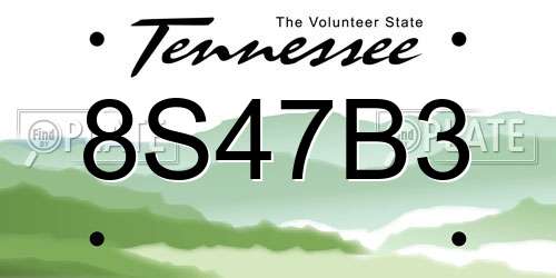8S47B3 Tennessee License Plate