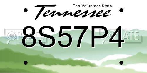8S57P4 Tennessee License Plate