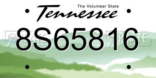 8S65816 Tennessee License Plate