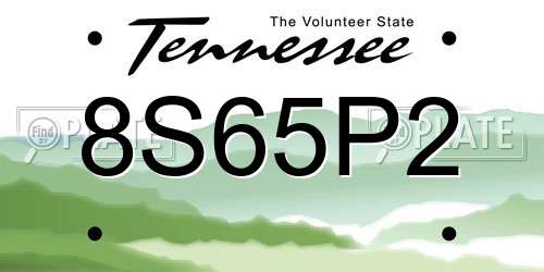 8S65P2 Tennessee License Plate