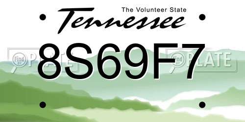 8S69F7 Tennessee License Plate