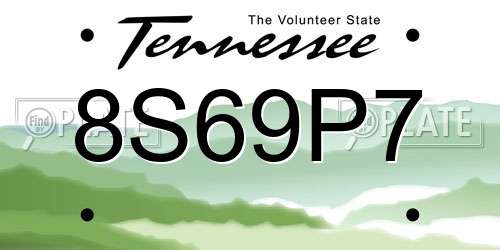 8S69P7 Tennessee License Plate