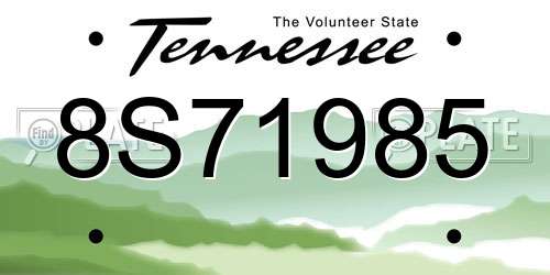 8S71985 Tennessee License Plate